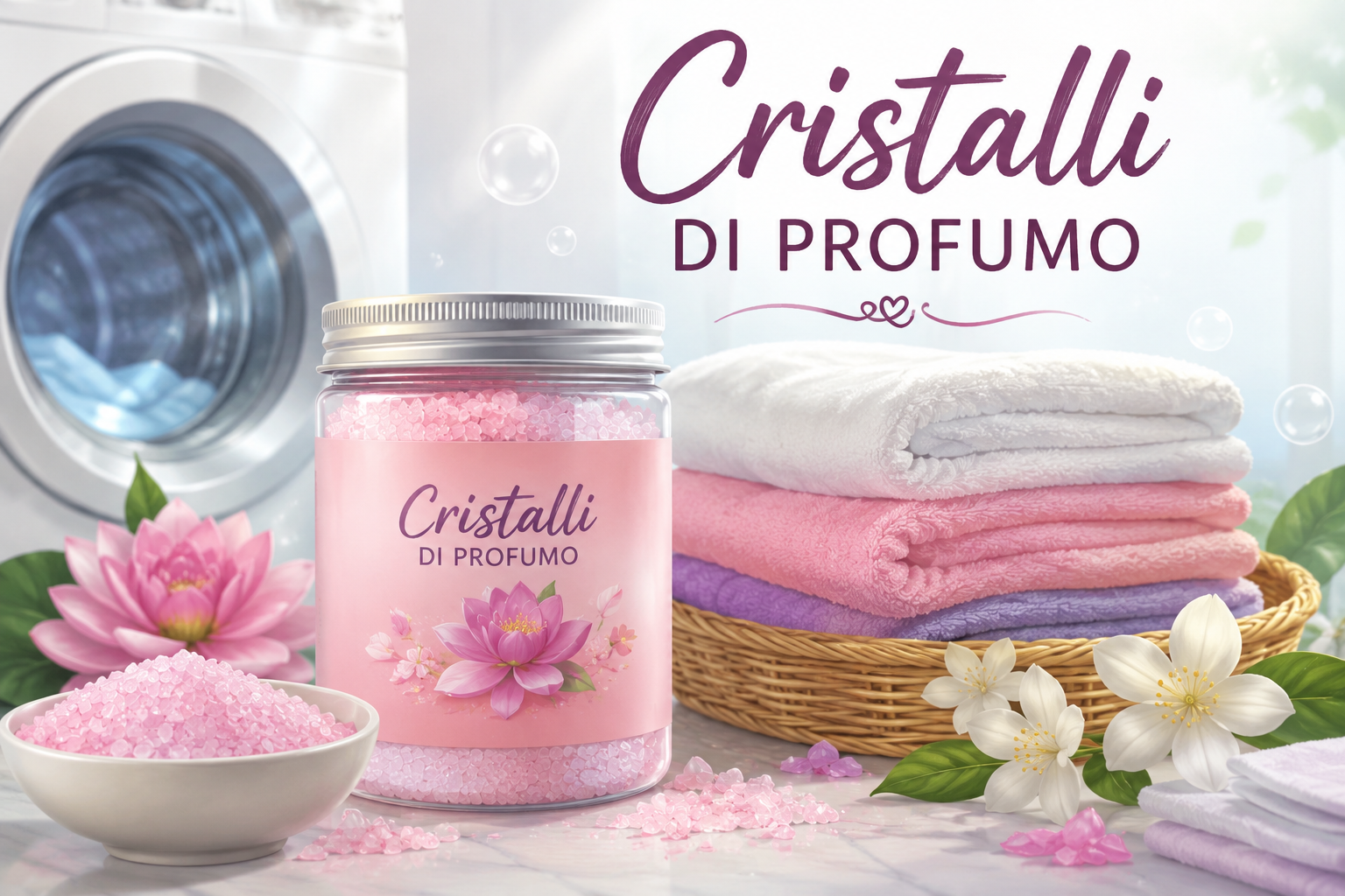 Cristalli di profumo per lavatrice: il segreto per un bucato pulito e profumato a lungo